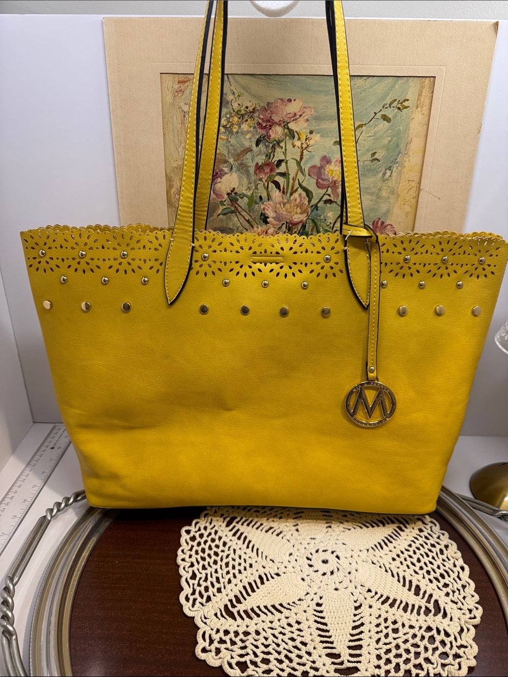 MKF Collection yellow vegan leather tote bag by Mia K.